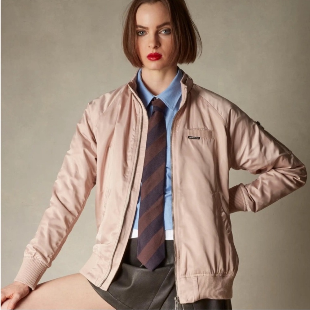 Members Only Pink Satin Bomber Jacket Size 14